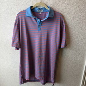 Peter Millar Blue and Pink Striped Polo
